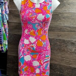 Lilly Pulitzer Pink White and Blue Whiting Shift Sundress Dress